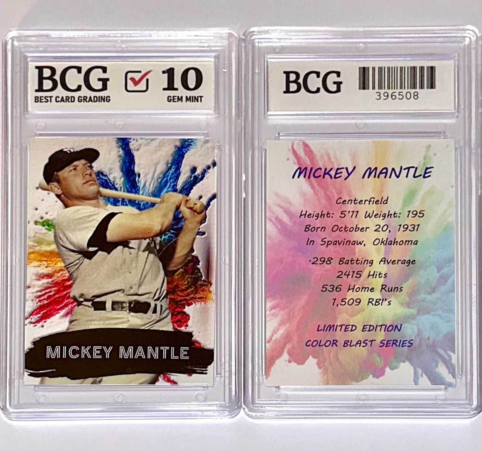 Limited Edition MICKEY MANTLE Color Blast Series Baseball Card (1 of 1)
