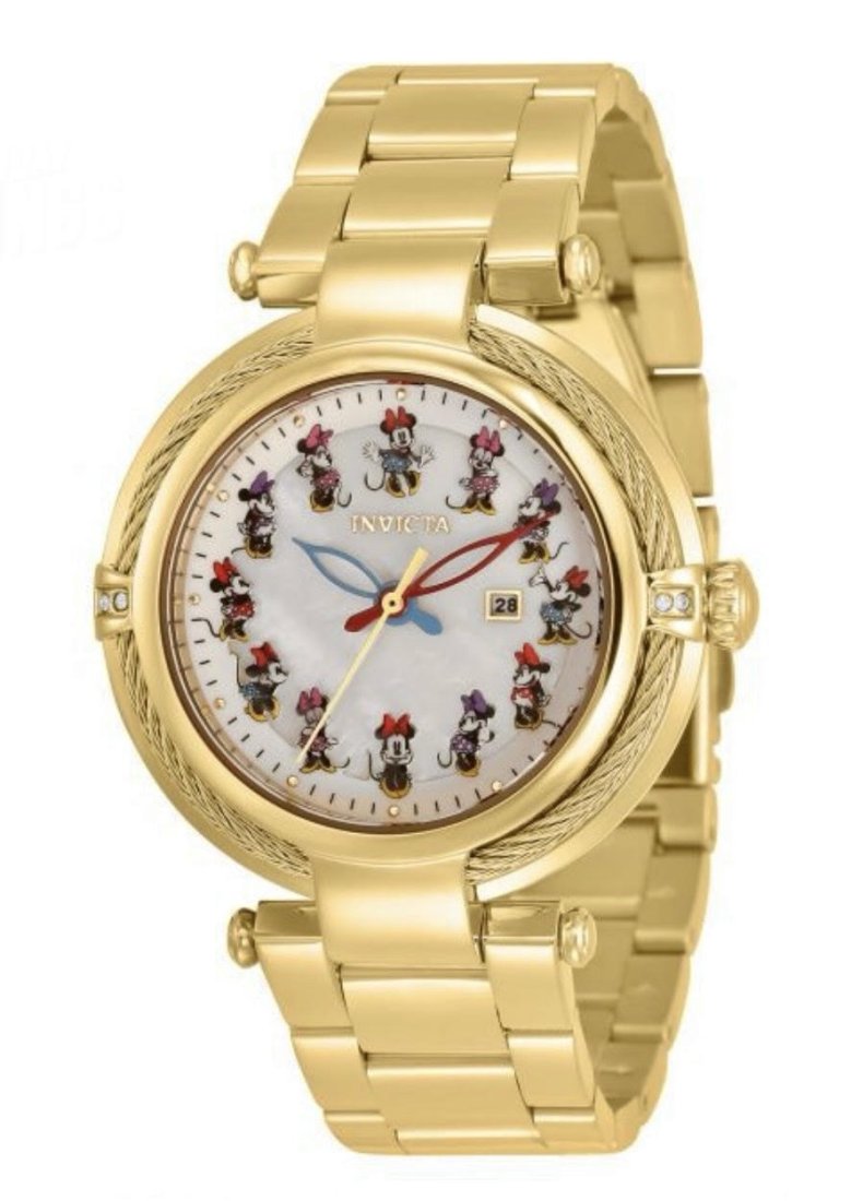 LTD Edition INVICTA Disney Minnie Mouse LADIES Watch Mother of Pearl Dial: This is a LIMITED EDITION Authentic Invicta Minnie Mouse Ladies Gold tone Watch with Mother of Pearl Dial that is Still Brand New in the Original Retail Box / It was originally purchased as a Collecti
