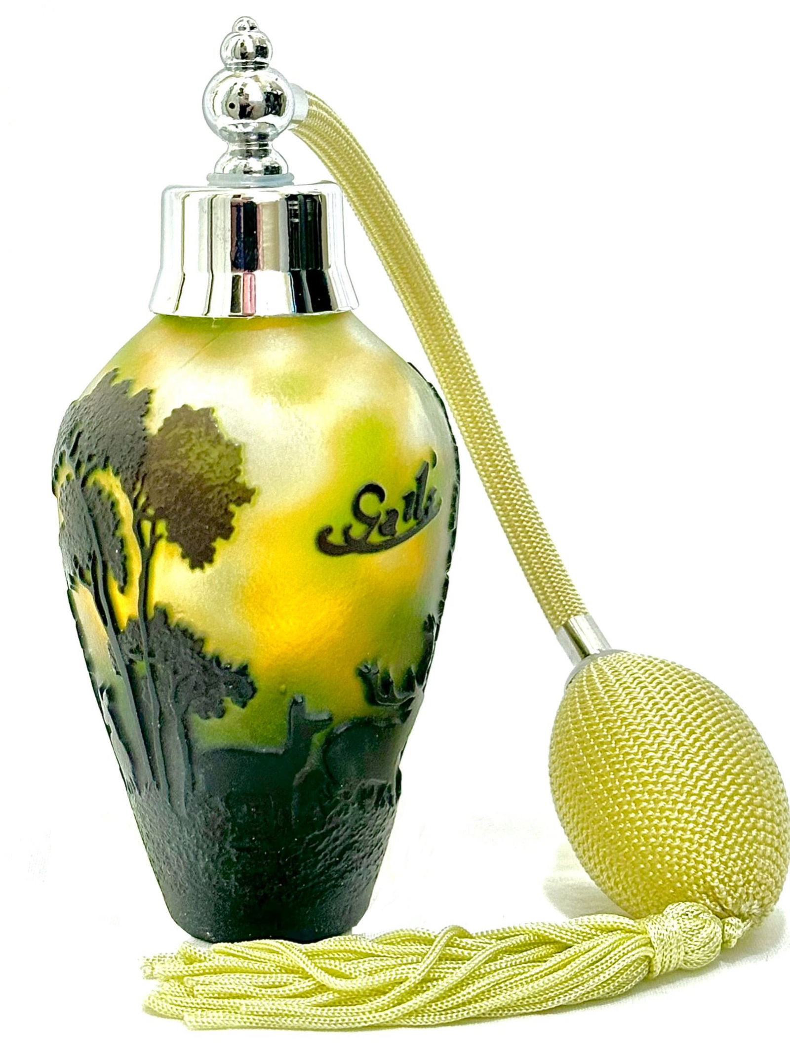 Signed GALLE Carved Cameo Art Glass Atomizer Perfume Bottle (1 of 4)