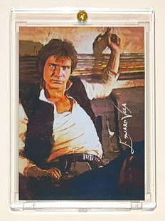 1 of 100 Artist Signed Star Wars HAN SOLO Art Card: Hand Signed and Numbered by Artist / Only 100 Made / These are Highly Collectible Giclee Print Art Cards / Encased and in Beautiful Condition / The Card in the Photograph is a stock photograph / The #