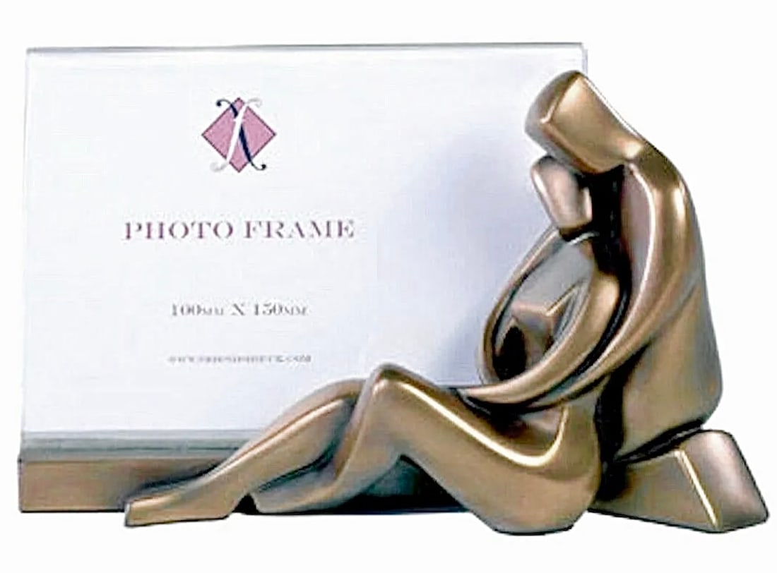 GOEBEL Friendship Collection Bronze Finish Couples Photo Frame in Original Box: Fits 4 X 6 Photograph - GOEBEL Friendship Collection Bronze Finish Lovers Photo Frame - New in Box - Never Been Removed from Original Box for Display – Box and Mirror is Mint