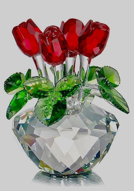 Swarovski style Austrian Colored Crystal Rose Bouquet: Very Heavy and Ornate / Absolutely Stunning / Multiple Photos Posted