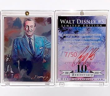 1 of only 50 Made Artist Signed WALT DISNEY Art Card: WALT DISNEY / Hand Signed and Numbered by the Artist Giclee Print Art Card / ONLY 50 Made / Encased