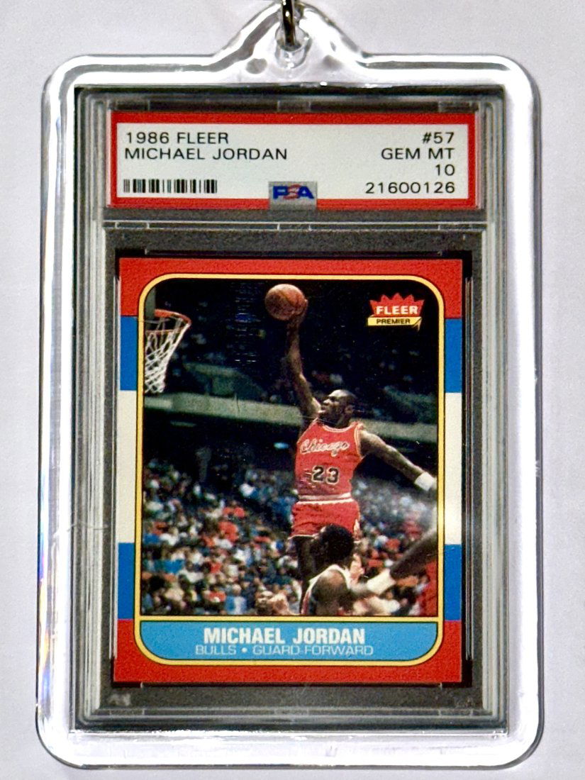 Limited Edition 1986 Fleer Michael Jordan MINI Rookie Basketball Keychain (1 of 2)