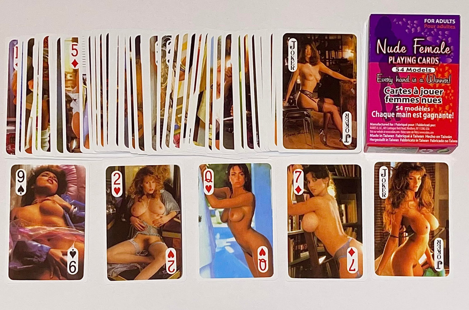 NIB Deck of 54 Plastic Coated Nude Female Playing Cards: New in Box of Plastic Coated Playing Cards Featuring 54 Nude Models – Adults Only