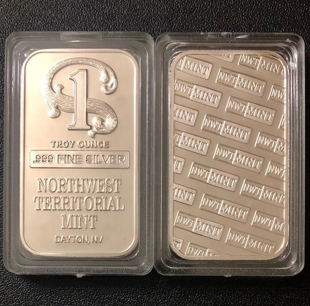 1oz NORTHWEST TERRITORIAL MINT Encapsulated Clad Silver Bar: Encapsulated – This is a Novelty Silver Clad/Plated Bar containing No Precious Metals – This should not be purchased as an investment – It is simply a collectible novelty item