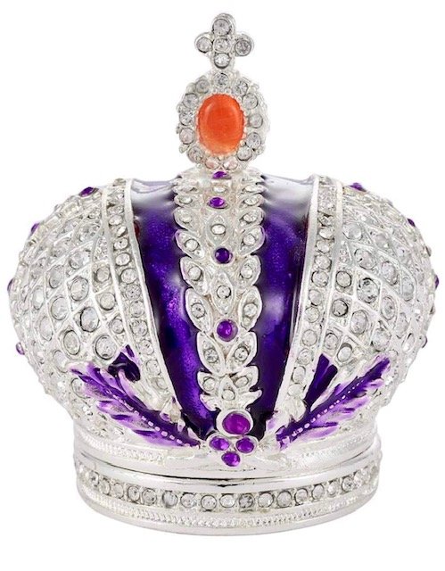 FABERGE Enameled & Jeweled Coronation Crown Trinket Box: FABERGE Enameled & Jeweled Coronation Crown Trinket BoxBeautiful Studded and Enameled Faberge Inspired Trinket-Jewelry Box – It is in Never Displayed Condition – Multiple Photos Posted