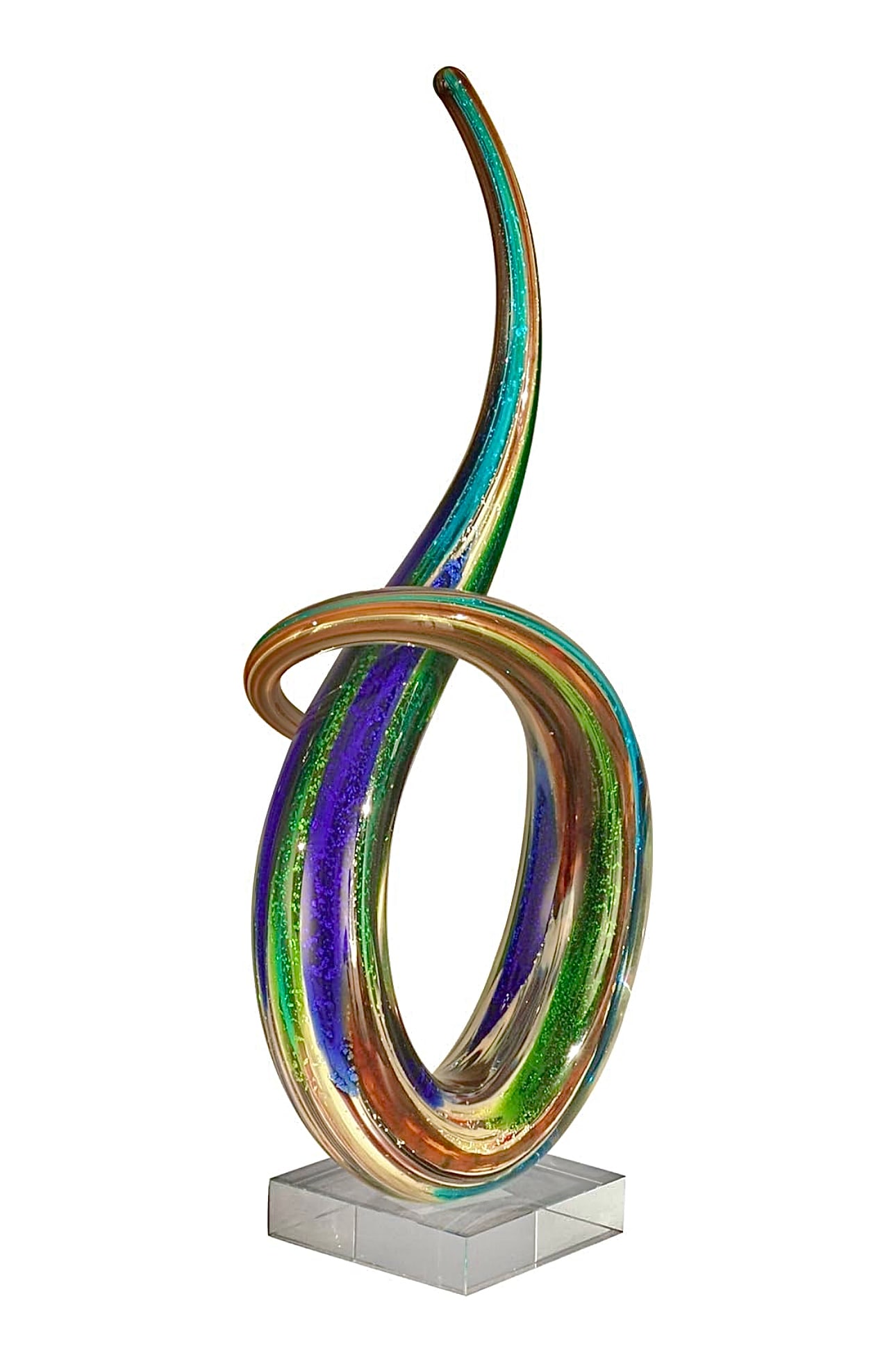 15 Inch MURANO Blown Art Glass Freeform Abstract Sculpture: Beautiful Piece with Amazing Colors – Like New Condition – Measures Approximately 14.5 Inches Tall – Multiple Photos Posted