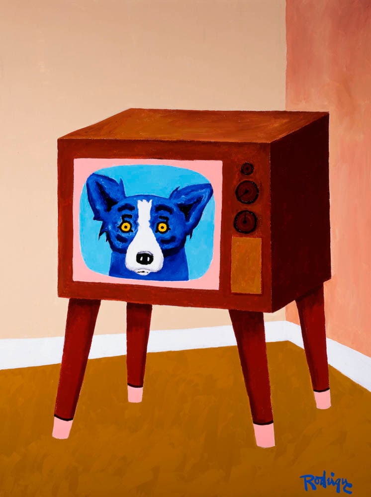 Blue Dog Art Print on Canvas 16 x 20: 16 x 20 – Does Not Come Framed – Will be shipped out in a Mailing Tube – This is Not an Original Oil – This is a Decorative Print and Should Not be Purchased as an Investment