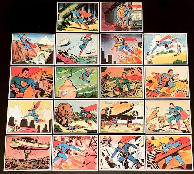 Lot of 18 Superman Gum RP 1940 Trading Cards Group B: Group B / Lot of 18 in Beautiful Condition / These Cards are Limited Edition REPRINTS from 1984