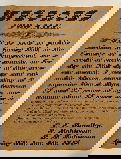 Dated Black Americana Negroes for Sale Notice Poster (1 of 1)
