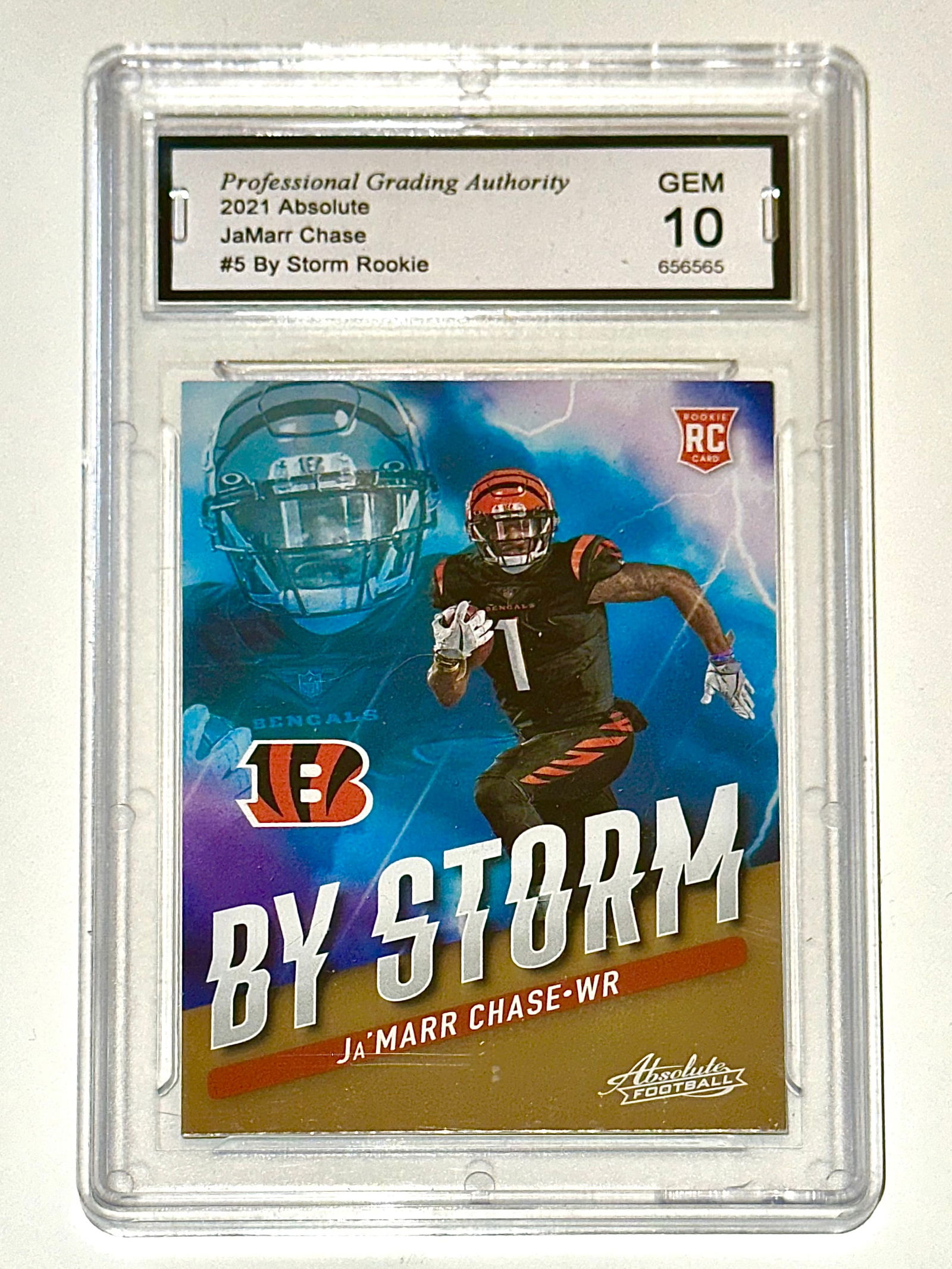 Gem 10 Panini Absolute 2021 JaMarr Chase Rookie Football Card (1 of 2)