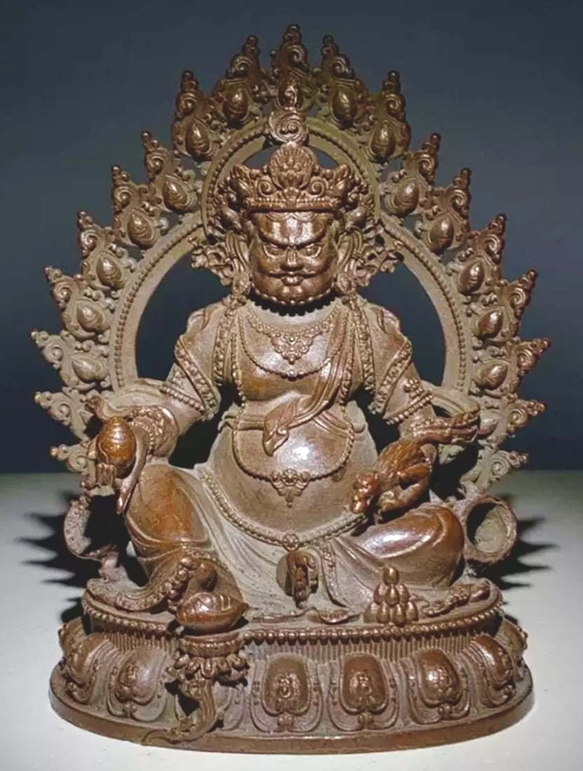 Very Old Bronze Ornate Mean Faced Buddha Statue (1 of 3)