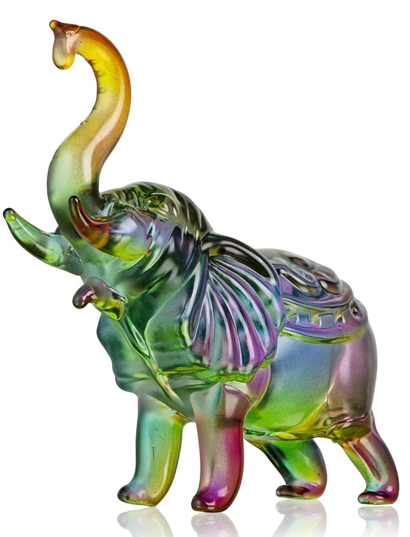 Awesome Multi Colored Austrian Crystal Trunk Up Elephant Figurine: Absolutely a Stunning Piece in Perfect Condition – Approximately 5 to 6 Inches Long - Multiple Photos Posted