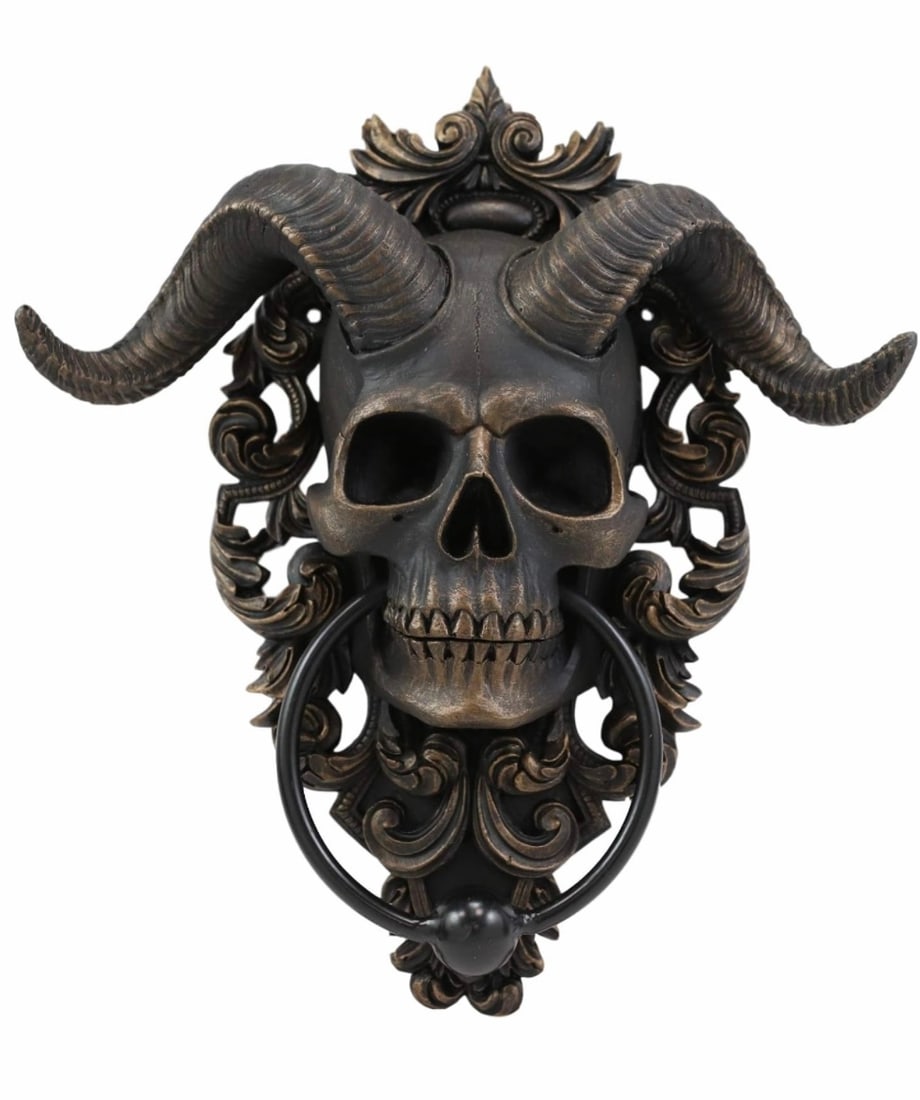 EX Cool Sabbatic Goat of Mendes Horned Skull God Door Knocker (1 of 1)