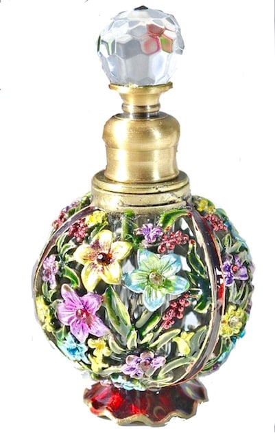 Stunning Fully Enameled & Jeweled Floral Perfume Bottle (1 of 1)