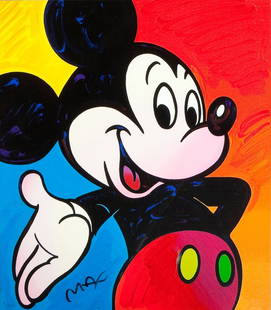 Walt Disney Mickey Mouse PETER MAX Art Print on Canvas: 16 X 20 - Does Not Come Framed / Shipped out in a Mailing Tube / This is Not an Original Oil / This is a Decorative Print and Should Not be Purchased as an Investment