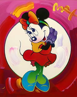 Walt Disney Minnie Mouse PETER MAX Art Print on Canvas: 16 X 20 - Does Not Come Framed / Shipped out in a Mailing Tube / This is Not an Original Oil / This is a Decorative Print and Should Not be Purchased as an Investment