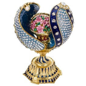 FABERGE St. Petersburgh Russia Enameled and Studded Egg
