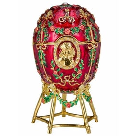 FABERGE Inspired Alexander of Russia Enameled and Jeweled Palace Egg