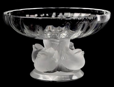 Vintage Lalique France Crystal Birds Base Centerpiece Compote