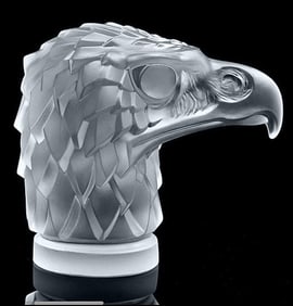 Awesome LALIQUE Frosted Crystal Art Deco Falcon Sculpture