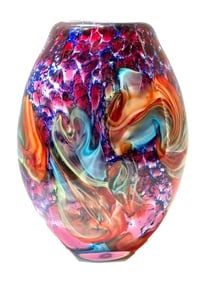 Stunning & Large MURANO Studio Art Glass Vase with Gorgeous Colors