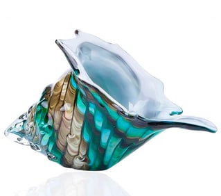 Gorgeous MURANO Art Glass Multi Color Conch Seashell