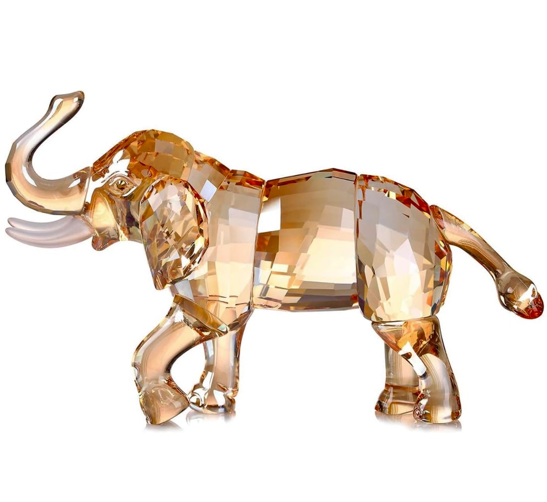 Awesome Swarovski style Austrian Gold Crystal ELEPHANT: Like New Condition – Approximately 7 Inches Long - Multiple Photos Posted
