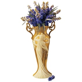 Stunning Art Nouveau embossed Flowing Maiden Vase