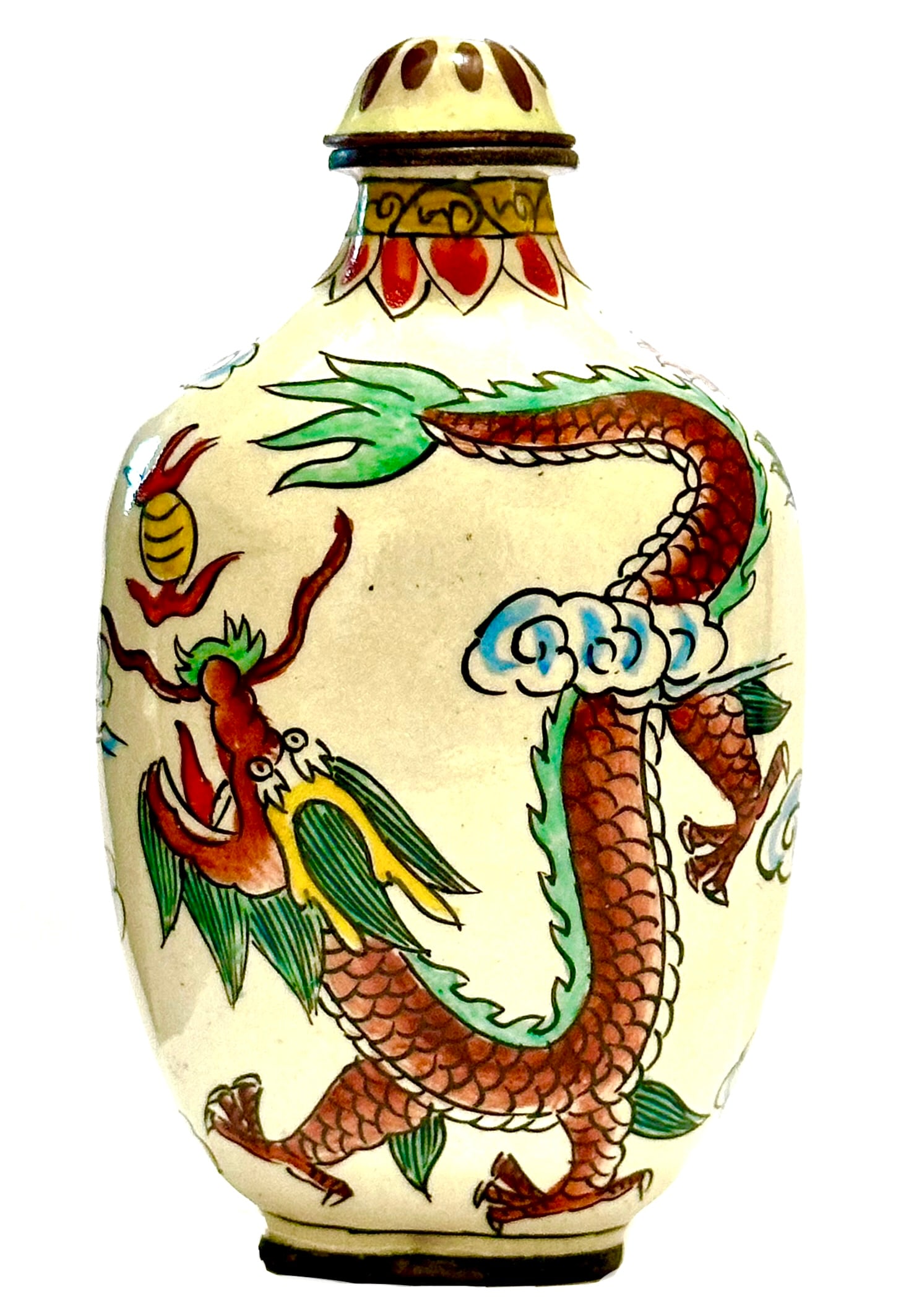 Old Artist Signed Chinese Hand Painted Enameled Metal Snuff Bottle (1 of 3)