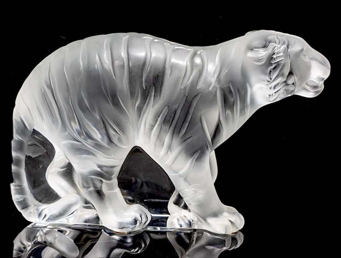 Large LALIQUE France Frosted Crystal Bengal Tiger Sculpture (1 of 7)