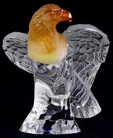 Awesome DAUM France Pate De Verre LARGE Crystal EAGLE
