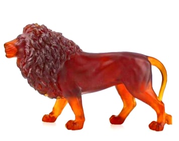 Pate de Verre French Amber Crystal SAND LION in the Style of DAUM