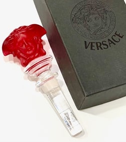 VERSACE Red Crystal Medusa Decanter Bottle Stopper in Original Box