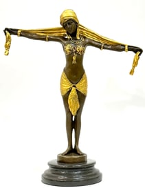 Signed CHIPARUS Art Deco Bronze Female Dancer Sculpture