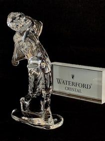 WATERFORD Irish Crystal Golfer Teeing Off Figurine