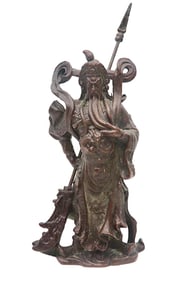 Early Chinese Solid Bronze Guan Gong Warrior Statue