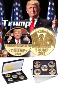 2024 Donald Trump I Will Be Back Campaign Parody Clad Gold Coin Set