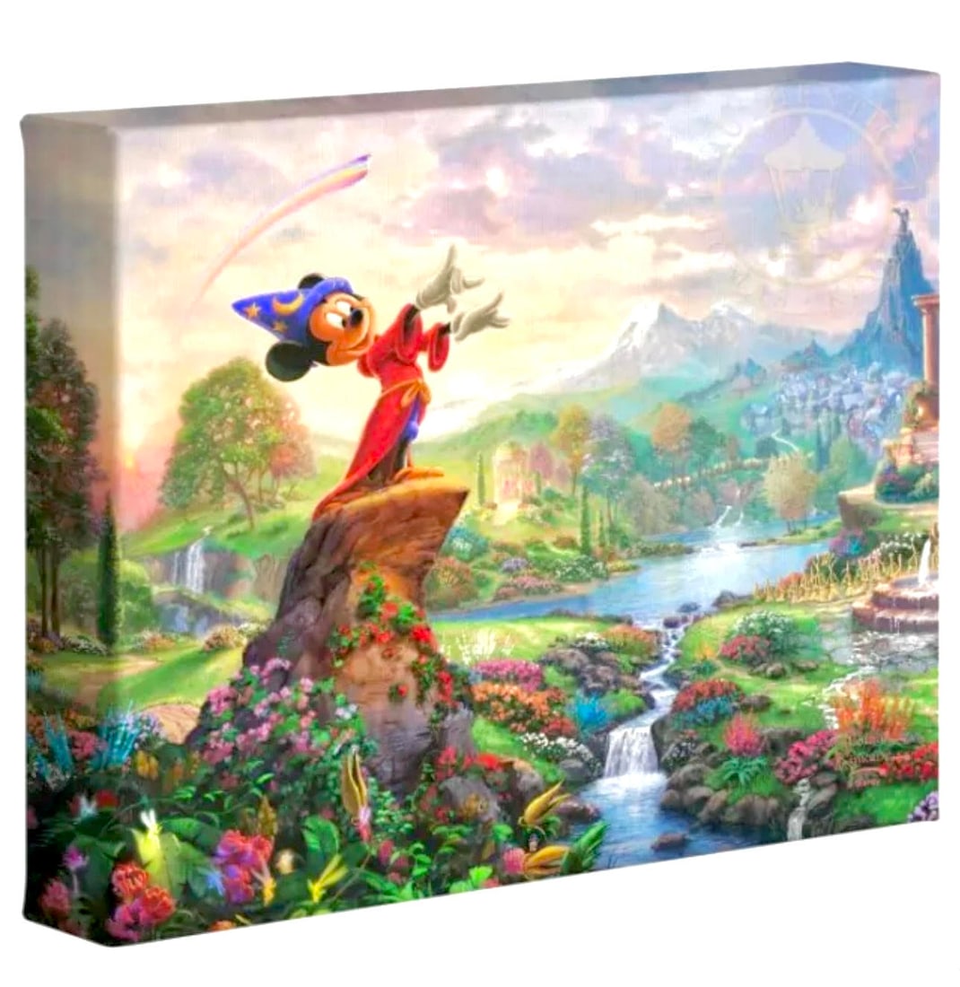 Walt Disneys FANTASIA Mickey Mouse Art by THOMAS KINKADE Studios: With COA - FANTASIA Mickey Mouse – Thomas Kinkade Studio Gallery Wrapped Canvas Art Ready for Hanging 10 x 8