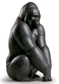 Rare LLADRO Museum 14 Inch Porcelain Seated Gorilla in Original Box