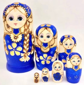 7pc Russian Made Hand Painted Matryoshka Nesting Dolls