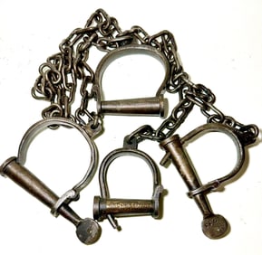 Black Americana Property of Georgetown Police Wrist and Ankle Shackles