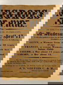 Dated Black Americana Negroes for Hire Notice Poster