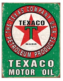 TEXACO Motor Oil Weathered Metal Advertising Sign 12 x 16