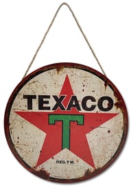 Retro TEXACO Gasoline Station Hand Painted Wood Sign