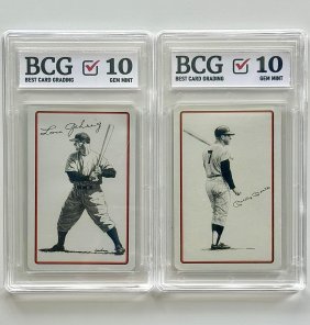 Rare Vintage Mickey Mantle & Lou Gehrig Signed Cards