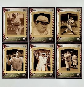 6 Rare BABE RUTH Gold Stamp Autographed Baseball Cards