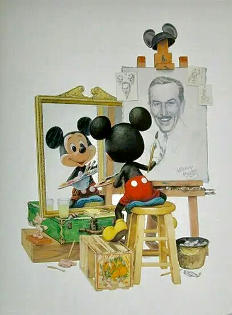 Walt Disney & Mickey Mouse Art Print on Canvas 16 x 24 (1 of 2)