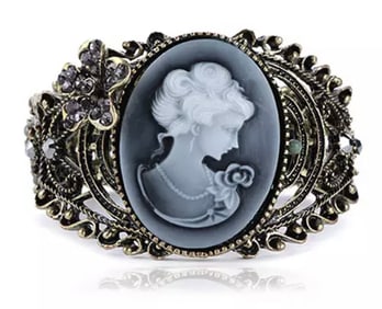 Elegant Costume Jewelry Cameo Tension Cuff Bracelet